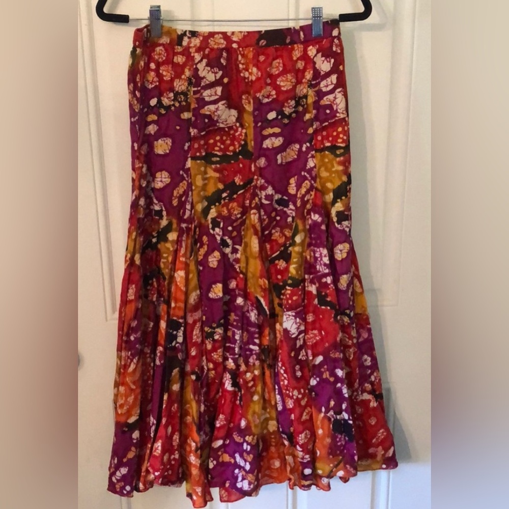Soft Surroundings Crinkle Cotton Flowy Floral Boho Skirt